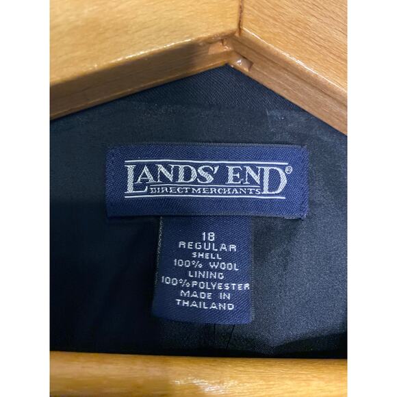 Lands End Womens Black Suit Blazer Jacket Wool Career Preppy Dark Academia 18 - Picture 6 of 14